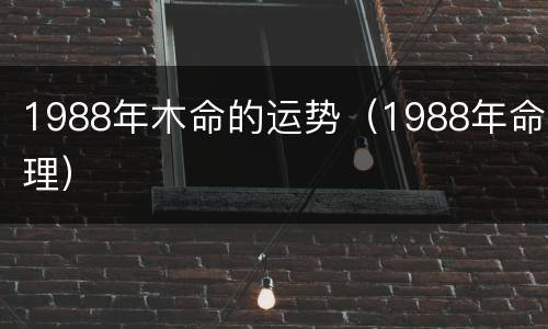 1988年木命的运势（1988年命理）