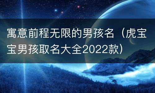 寓意前程无限的男孩名（虎宝宝男孩取名大全2022款）