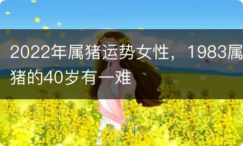 2022年属猪运势女性，1983属猪的40岁有一难