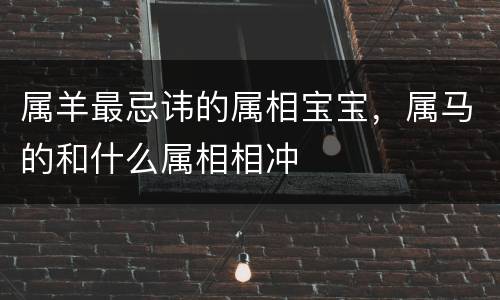 属羊最忌讳的属相宝宝，属马的和什么属相相冲