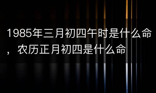 1985年三月初四午时是什么命，农历正月初四是什么命