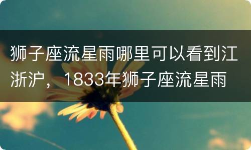 狮子座流星雨哪里可以看到江浙沪，1833年狮子座流星雨