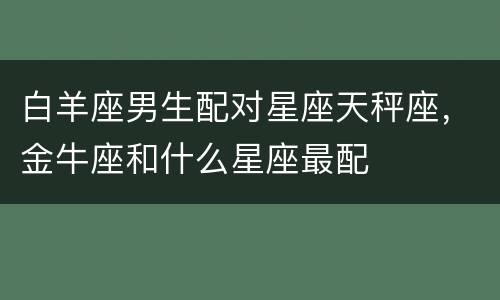 白羊座男生配对星座天秤座，金牛座和什么星座最配