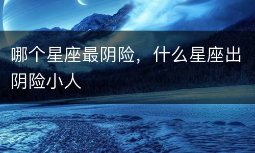 哪个星座最阴险，什么星座出阴险小人