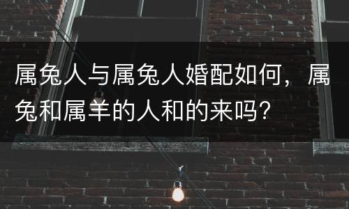 属兔人与属兔人婚配如何，属兔和属羊的人和的来吗?