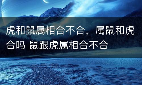 虎和鼠属相合不合，属鼠和虎合吗 鼠跟虎属相合不合