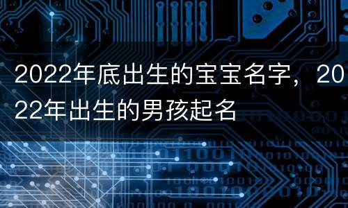 2022年底出生的宝宝名字，2022年出生的男孩起名