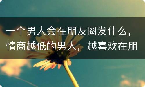 一个男人会在朋友圈发什么，情商越低的男人，越喜欢在朋友圈发什么样的内容