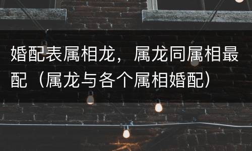 婚配表属相龙，属龙同属相最配（属龙与各个属相婚配）