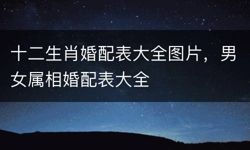 十二生肖婚配表大全图片，男女属相婚配表大全