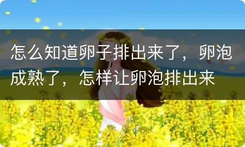 怎么知道卵子排出来了，卵泡成熟了，怎样让卵泡排出来