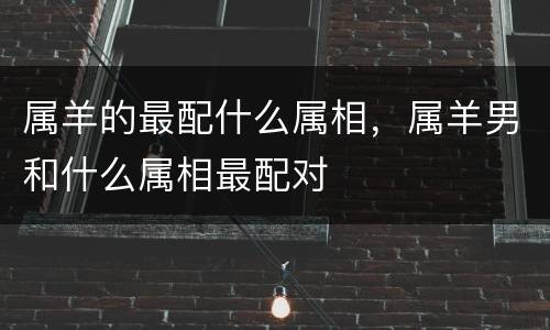属羊的最配什么属相，属羊男和什么属相最配对