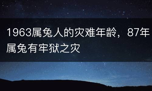 1963属兔人的灾难年龄，87年属兔有牢狱之灾