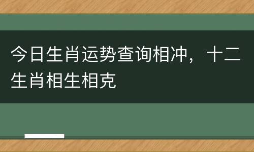 今日生肖运势查询相冲，十二生肖相生相克