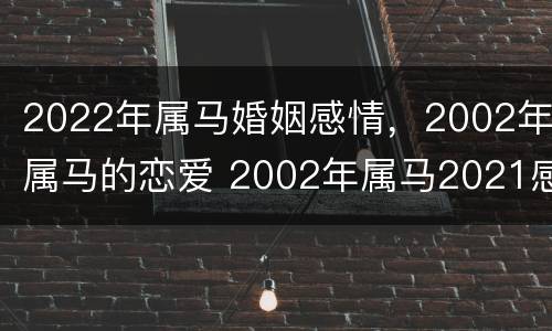 2022年属马婚姻感情，2002年属马的恋爱 2002年属马2021感情女