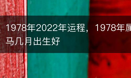 1978年2022年运程，1978年属马几月出生好