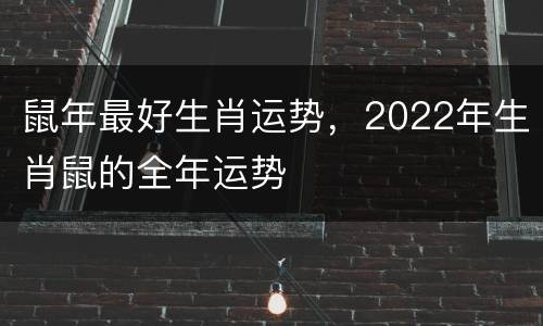 鼠年最好生肖运势，2022年生肖鼠的全年运势