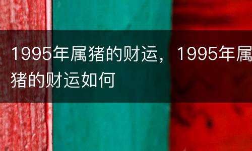 1995年属猪的财运，1995年属猪的财运如何