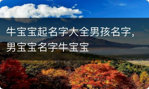 牛宝宝起名字大全男孩名字，男宝宝名字牛宝宝