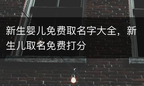 新生婴儿免费取名字大全，新生儿取名免费打分