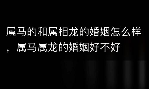 属马的和属相龙的婚姻怎么样，属马属龙的婚姻好不好