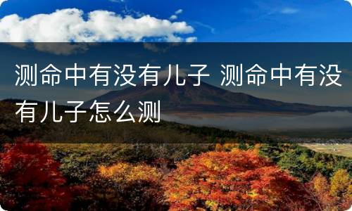 测命中有没有儿子 测命中有没有儿子怎么测