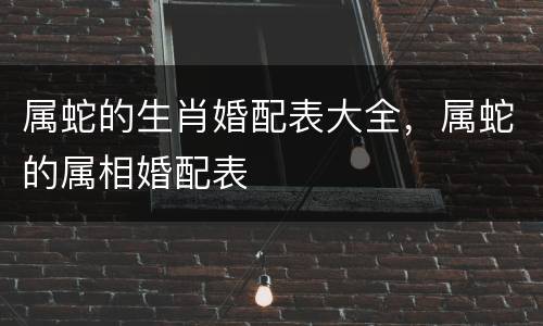 属蛇的生肖婚配表大全，属蛇的属相婚配表