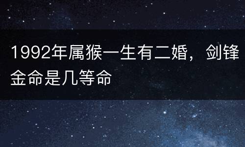 1992年属猴一生有二婚，剑锋金命是几等命