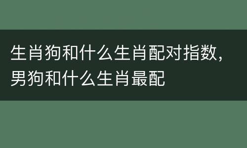 生肖狗和什么生肖配对指数，男狗和什么生肖最配