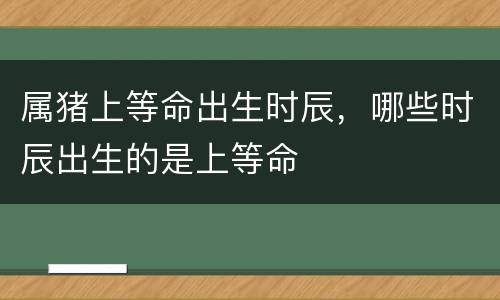 属猪上等命出生时辰，哪些时辰出生的是上等命