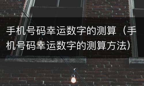 手机号码幸运数字的测算（手机号码幸运数字的测算方法）
