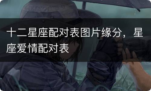 十二星座配对表图片缘分，星座爱情配对表