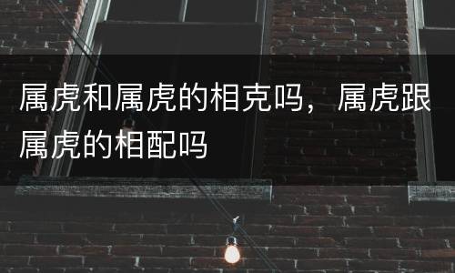 属虎和属虎的相克吗，属虎跟属虎的相配吗