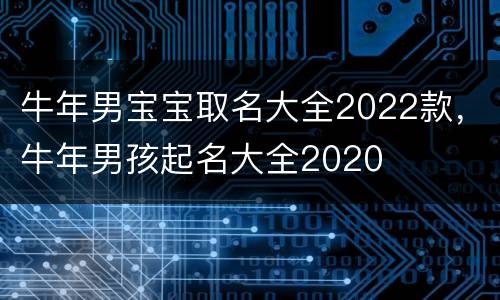 牛年男宝宝取名大全2022款，牛年男孩起名大全2020