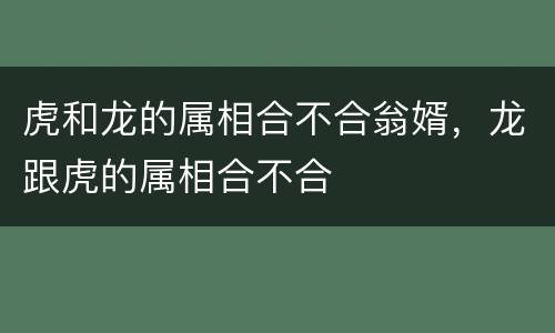 虎和龙的属相合不合翁婿，龙跟虎的属相合不合