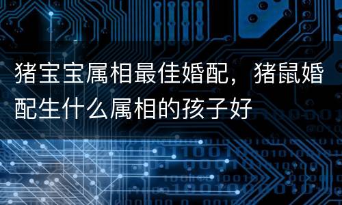 猪宝宝属相最佳婚配，猪鼠婚配生什么属相的孩子好