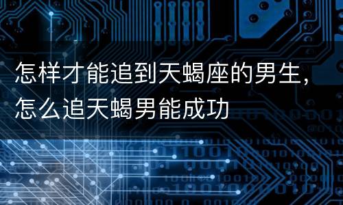 怎样才能追到天蝎座的男生，怎么追天蝎男能成功