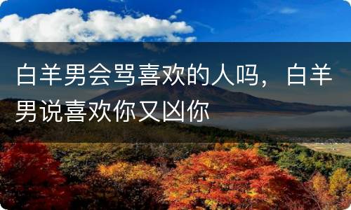 白羊男会骂喜欢的人吗，白羊男说喜欢你又凶你