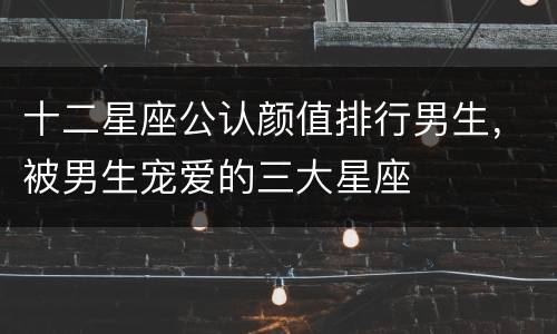 十二星座公认颜值排行男生，被男生宠爱的三大星座