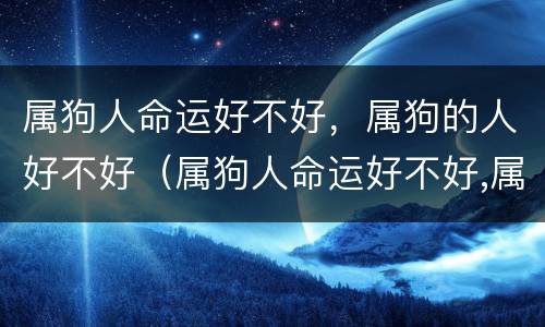 属狗人命运好不好，属狗的人好不好（属狗人命运好不好,属狗的人好不好呢）