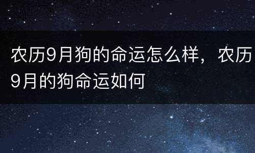 农历9月狗的命运怎么样，农历9月的狗命运如何