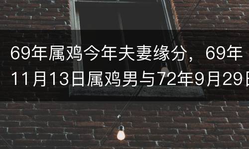69年属鸡今年夫妻缘分，69年11月13日属鸡男与72年9月29日属鼠