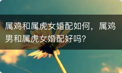 属鸡和属虎女婚配如何，属鸡男和属虎女婚配好吗？