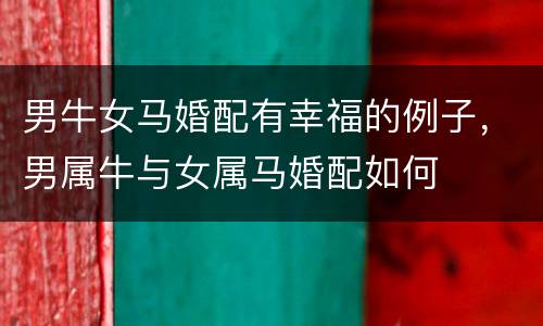 男牛女马婚配有幸福的例子，男属牛与女属马婚配如何