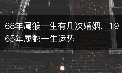 68年属猴一生有几次婚姻，1965年属蛇一生运势