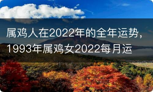 属鸡人在2022年的全年运势，1993年属鸡女2022每月运