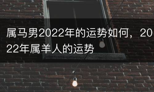 属马男2022年的运势如何，2022年属羊人的运势