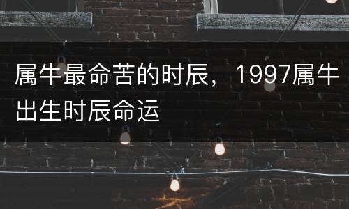 属牛最命苦的时辰，1997属牛出生时辰命运