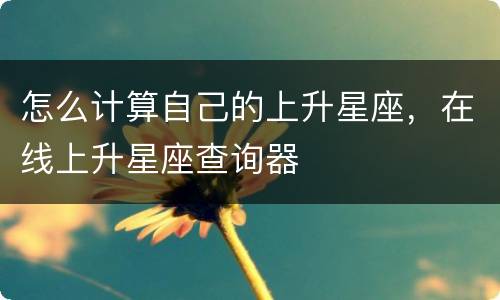 怎么计算自己的上升星座，在线上升星座查询器