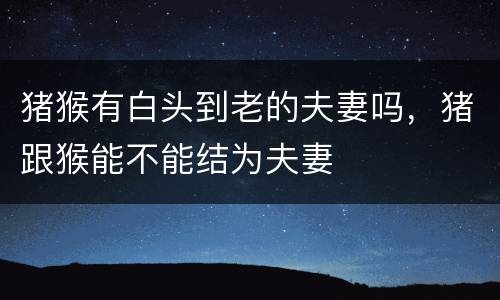 猪猴有白头到老的夫妻吗，猪跟猴能不能结为夫妻